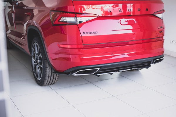 Maxton Central Rear Splitter (With Vertical Bars) Skoda Kodiaq RS - Gloss Black