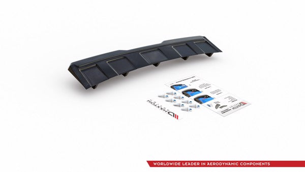 Maxton Central Rear Splitter (With Vertical Bars) Skoda Kodiaq RS - Gloss Black