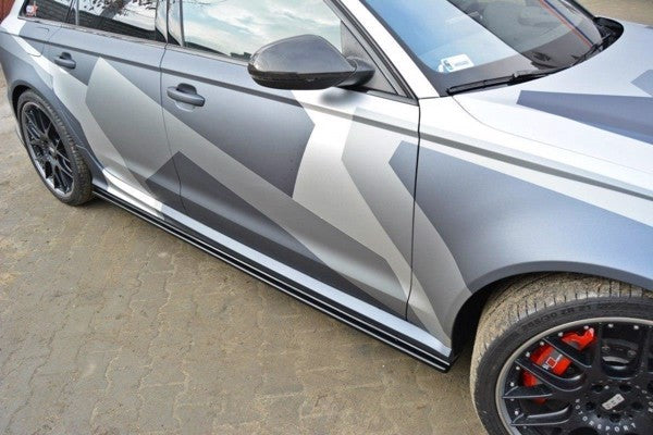 Maxton Side Skirts Diffusers Audi RS6 C7 / C7 Fl - Gloss Black