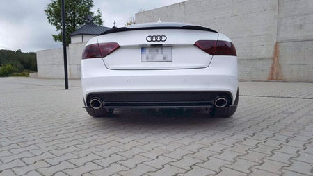Maxton Central Rear Splitter Audi A5 S-Line Facelift (With A Vertical Bar) - Gloss Black