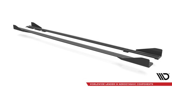 Maxton Street Pro Side Skirts Diffusers + Flaps BMW M2 F87 - Black + Gloss Flaps    