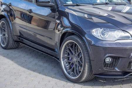 Maxton Side Skirts Diffusers For BMW X5 E70 Facelift M-Pack - Gloss Black