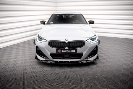 Maxton Front Splitter V.2 + Flaps BMW 2 Coupe M-Pack / M240I G42 - Gloss Black