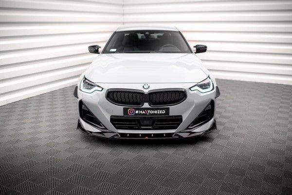 Maxton Front Splitter V.2 + Flaps BMW 2 Coupe M-Pack / M240I G42 - Gloss Black
