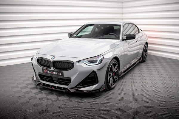 Maxton Front Splitter V.2 + Flaps BMW 2 Coupe M-Pack / M240I G42 - Gloss Black