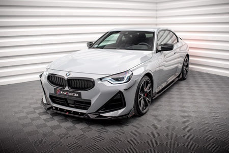 Maxton Front Splitter V.2 + Flaps BMW 2 Coupe M-Pack / M240I G42 - Gloss Black