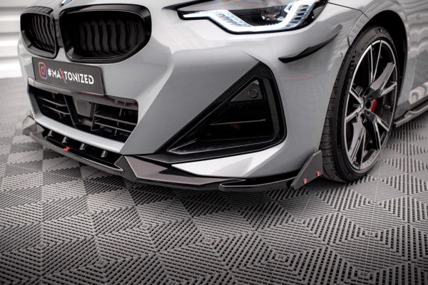 Maxton Front Splitter V.2 + Flaps BMW 2 Coupe M-Pack / M240I G42 - Gloss Black