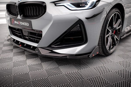 Maxton Front Splitter V.2 + Flaps BMW 2 Coupe M-Pack / M240I G42 - Gloss Black