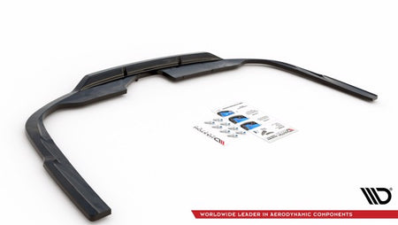 Maxton Central Rear Splitter (With Vertical Bars) Audi A6 S-Line Avant C8 - Gloss Black