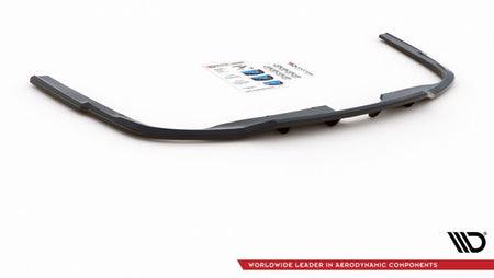 Maxton Central Rear Splitter (With Vertical Bars) Audi A6 S-Line Avant C8 - Gloss Black