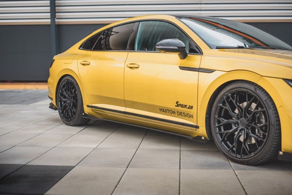 Maxton Racing Durability Side Skirts Diffusers + Flaps Volkswagen Arteon R-Line - Black + Gloss Flaps    