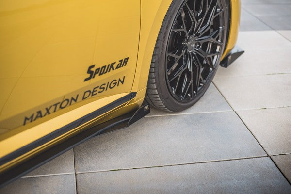 Maxton Racing Durability Side Skirts Diffusers + Flaps Volkswagen Arteon R-Line - Black + Gloss Flaps    