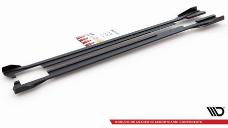 Maxton Racing Durability Side Skirts Diffusers + Flaps Volkswagen Arteon R-Line - Black + Gloss Flaps    