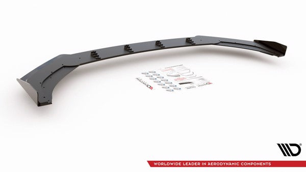 Maxton Racing Durability Front Splitter + Flaps Volkswagen Polo Gti Mk6 - Black + Gloss Flaps    