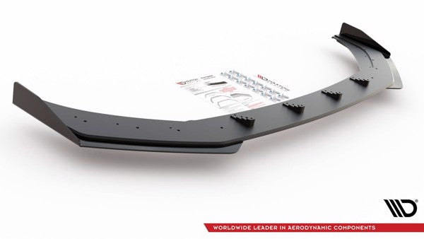Maxton Racing Durability Front Splitter + Flaps Volkswagen Polo Gti Mk6 - Black + Gloss Flaps    