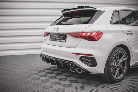 Maxton Rear Valance Audi S3 Sportback 8Y - Gloss Black