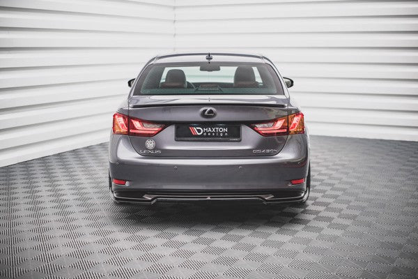 Maxton Central Rear Splitter (With Vertical Bars) Lexus Gs F Sport Hybrid Mk4 (L10) - Gloss Black