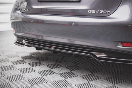 Maxton Central Rear Splitter (With Vertical Bars) Lexus Gs F Sport Hybrid Mk4 (L10) - Gloss Black