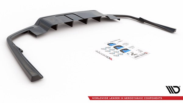 Maxton Central Rear Splitter (With Vertical Bars) Volvo S60/V60 R-Design Mk3 - Gloss Black
