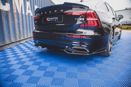 Maxton Central Rear Splitter (With Vertical Bars) Volvo S60/V60 R-Design Mk3 - Gloss Black