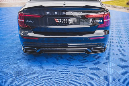 Maxton Central Rear Splitter (With Vertical Bars) Volvo S60/V60 R-Design Mk3 - Gloss Black