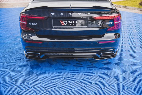 Maxton Central Rear Splitter (With Vertical Bars) Volvo S60/V60 R-Design Mk3 - Gloss Black