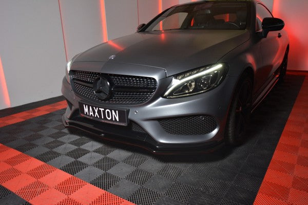 Maxton Front Splitter V.1 Mercedes- Benz C-Class W205 Coupe Amg-Line - Gloss Black