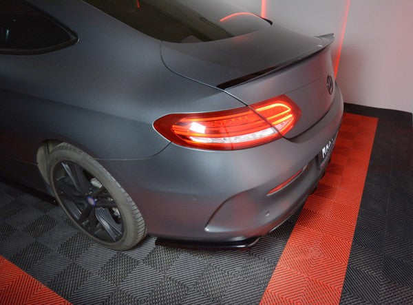 Maxton Rear Side Splitters Mercedes- Benz C-Class W205 Coupe Amg-Line - Gloss Black