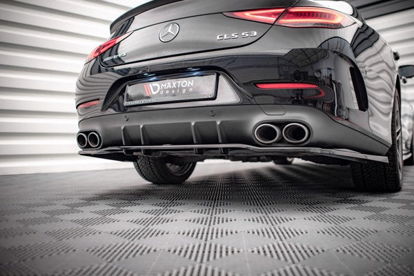 Maxton Central Rear Splitter (With Vertical Bars) Mercedes-Amg Cls 53 C257 - Gloss Black