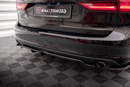 Maxton Central Rear Splitter (With Vertical Bars) V.2 Volvo V90 Mk2 - Gloss Black