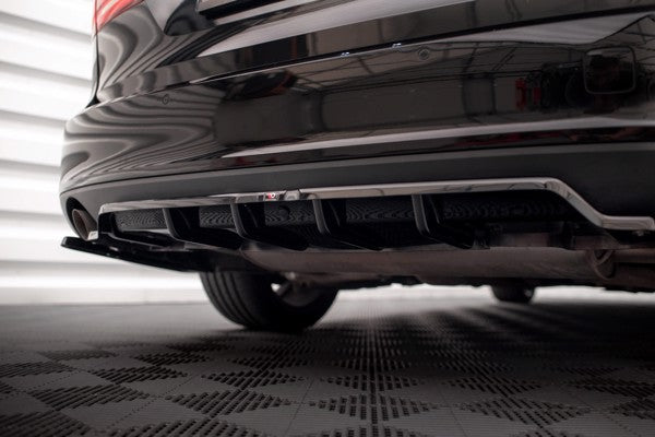 Maxton Central Rear Splitter (With Vertical Bars) V.2 Volvo V90 Mk2 - Gloss Black