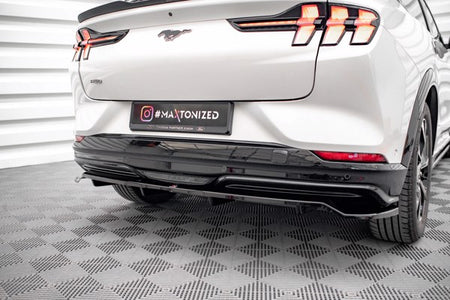Maxton Central Rear Splitter (With Vertical Bars) Ford Mustang Mach-E Mk1 - Gloss Black