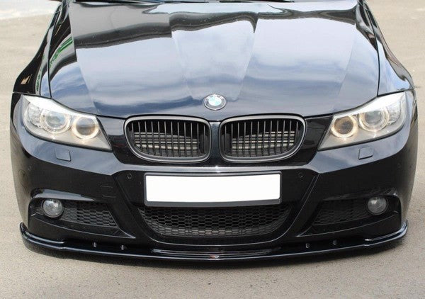 Maxton Front Splitter V.1 For BMW 3 E91 M-Pack Facelift - Gloss Black