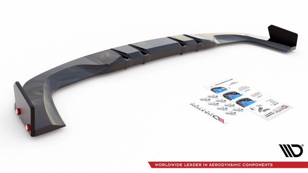 Maxton Central Rear Splitter + Flaps For Mercedes-Amg A45 S - Gloss Black