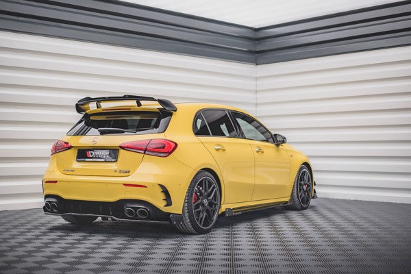 Maxton Central Rear Splitter + Flaps For Mercedes-Amg A45 S - Gloss Black