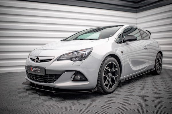 Maxton Street Pro Front Splitter V.1 + Flaps Opel Astra Gtc Opc-Line J - Black + Gloss Flaps    