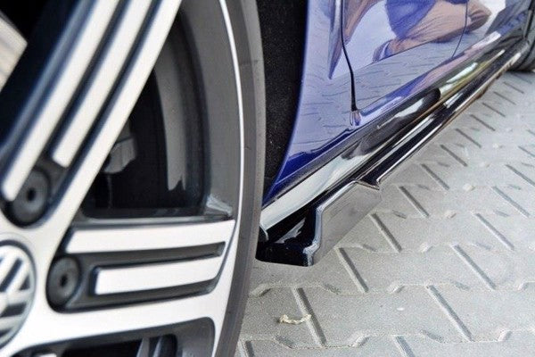 Maxton Side Skirts Diffusers V.1 VW Golf 7 R / R-Line Facelift - Gloss Black