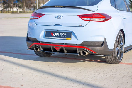 Maxton Central Rear Splitter (With Vertical Bars) Hyundai I30 N Mk3 Fastback  - Gloss Black