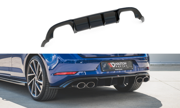 Maxton Rear Valance V.3 VW Golf 7 R Facelift - Gloss Black