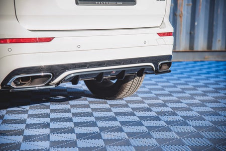Maxton Central Rear Splitter (With Vertical Bars) Volvo Xc60 Mk2 R-Design - Gloss Black