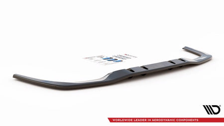 Maxton Central Rear Splitter (With Vertical Bars) V.1 Mercedes A 35 Amg Sedan V177 - Gloss Black
