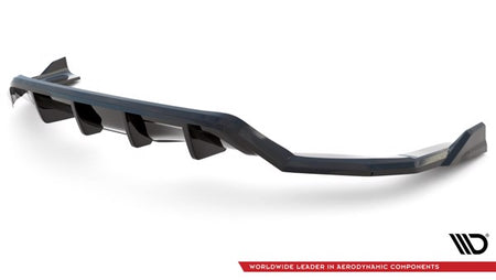 Maxton Central Rear Splitter (With Vertical Bars) BMW X6 M-Pack F16 - Gloss Black