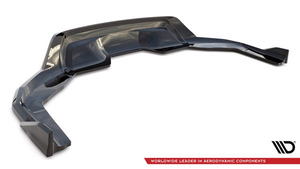 Maxton Central Rear Splitter (With Vertical Bars) BMW X6 M-Pack F16 - Gloss Black