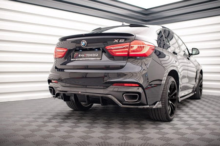 Maxton Central Rear Splitter (With Vertical Bars) BMW X6 M-Pack F16 - Gloss Black