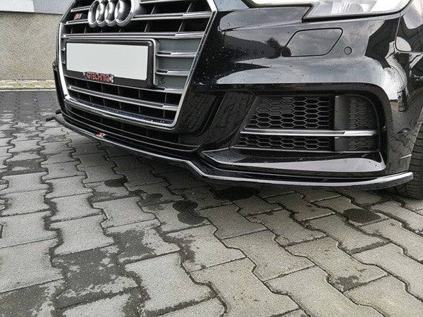 Maxton Front Splitter V.2 Audi S3 / A3 S-Line 8V Fl Sedan - Gloss Black