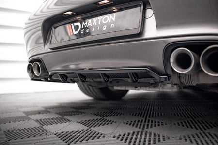 Maxton Central Rear Splitter (With Vertical Bars) Porsche 911 Carrera / Carrera Gts 997 Facelift - Gloss Black