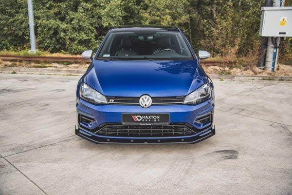 Maxton Racing Durability Front Splitter + Flaps VW Golf 7 R / R-Line Facelift - Black + Gloss Flaps    