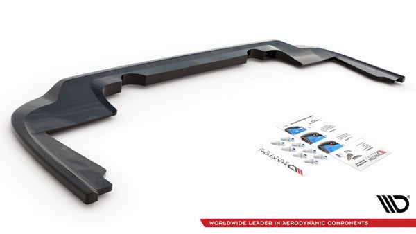 Maxton Central Rear Splitter (With Vertical Bars) Peugeot Partner Mk3 - Gloss Black