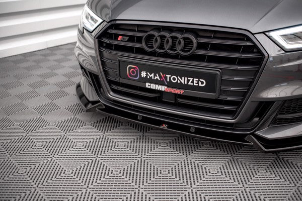 Maxton Front Splitter V.1 Audi S3 / A3 S-Line Sportback 8V Facelift - Gloss Black