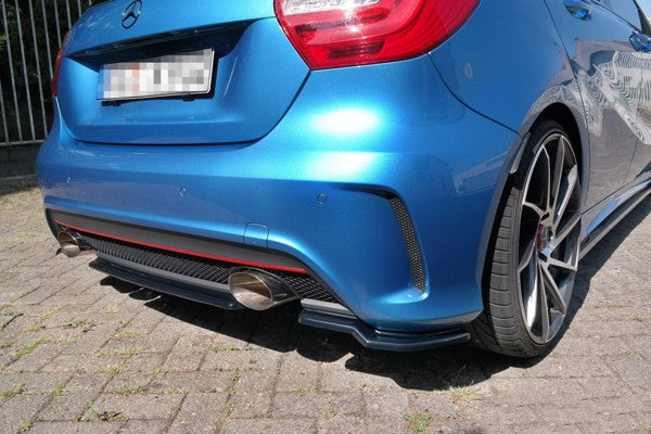 Maxton Central Rear Splitter (Without Vertical Bars) Mercedes-Benz W176 Amg-Line Preface - Gloss Black
